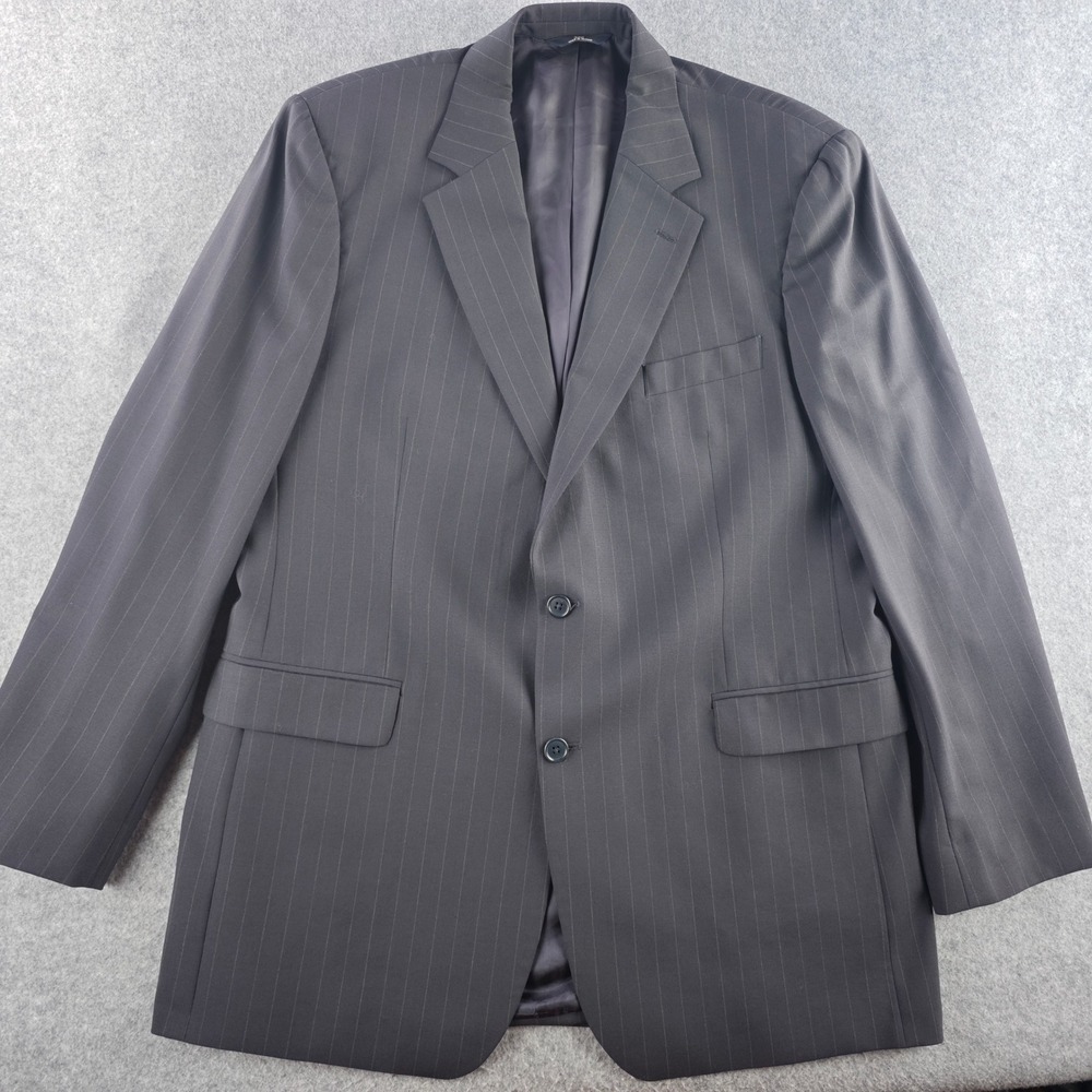 Brooks Brothers 346 Blazer Mens 44 LG Charcoal Grey Pinstripe Wool Stretch Coat